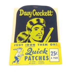 Rare Vintage 1950s Davy Crockett Iron On Patches Western 2 Pack Quickline Co.